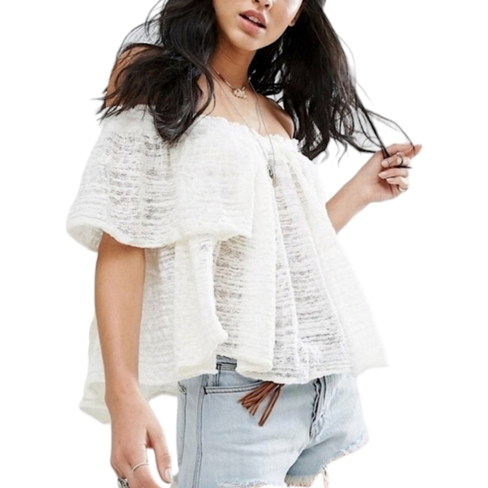 Free People White Off-Shoulder Blouse